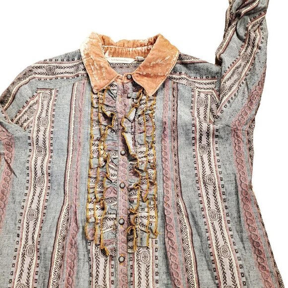 Soft Surroundings Womens Multicolor Embroidered Floral Blouse Shirt Size S - Picture 7 of 7